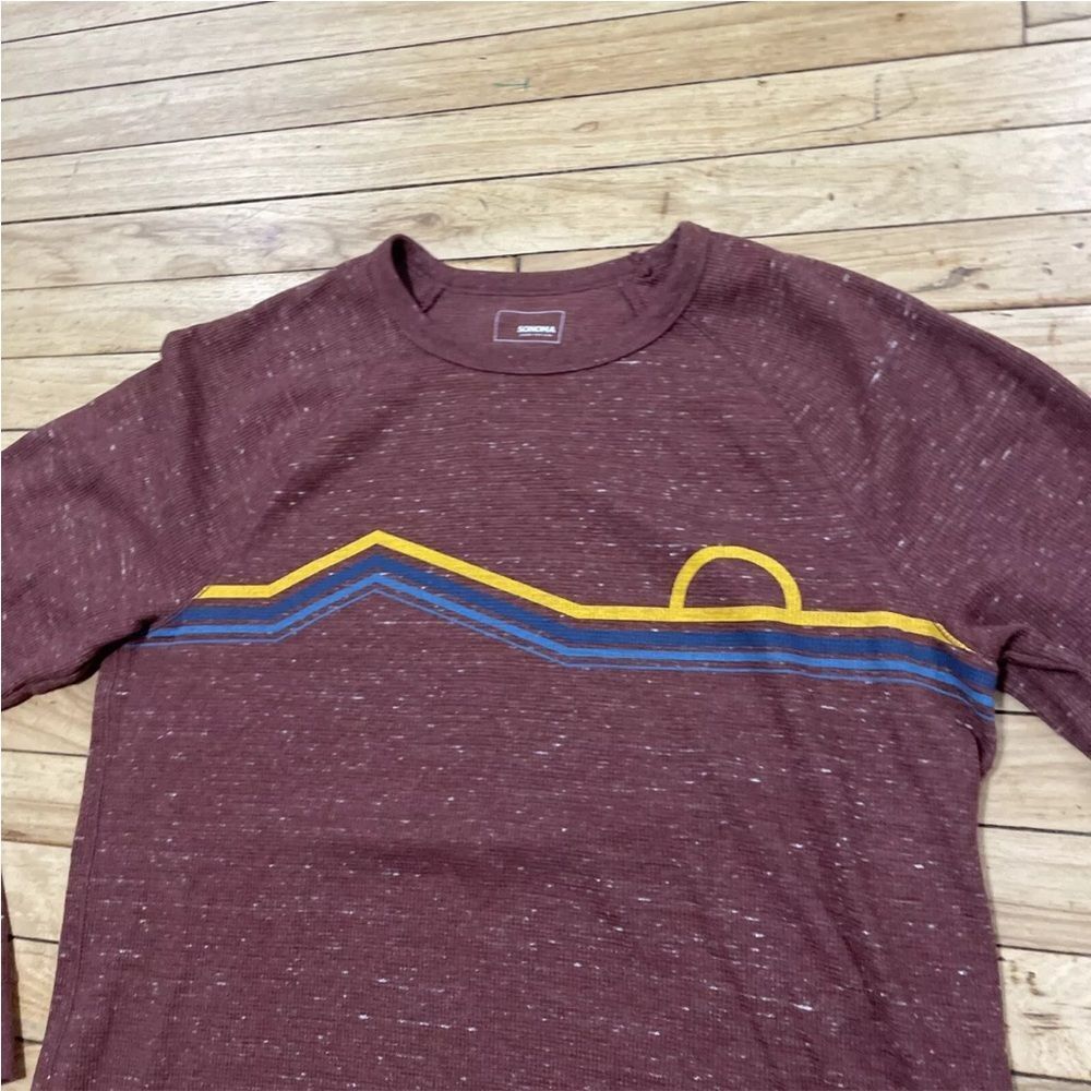 Sonoma Pique Knit Sweater Men XL Red Burgundy Sunshine Graphic Outdoor Active XL - Picture 3 of 16